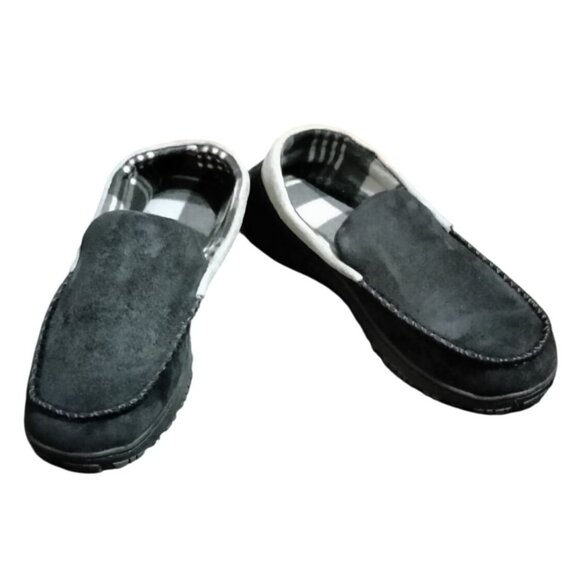 Lulex Mens Size 11M Slippers Moccasins Classic Black Microsuede Gel Memory Foam - Picture 2 of 10